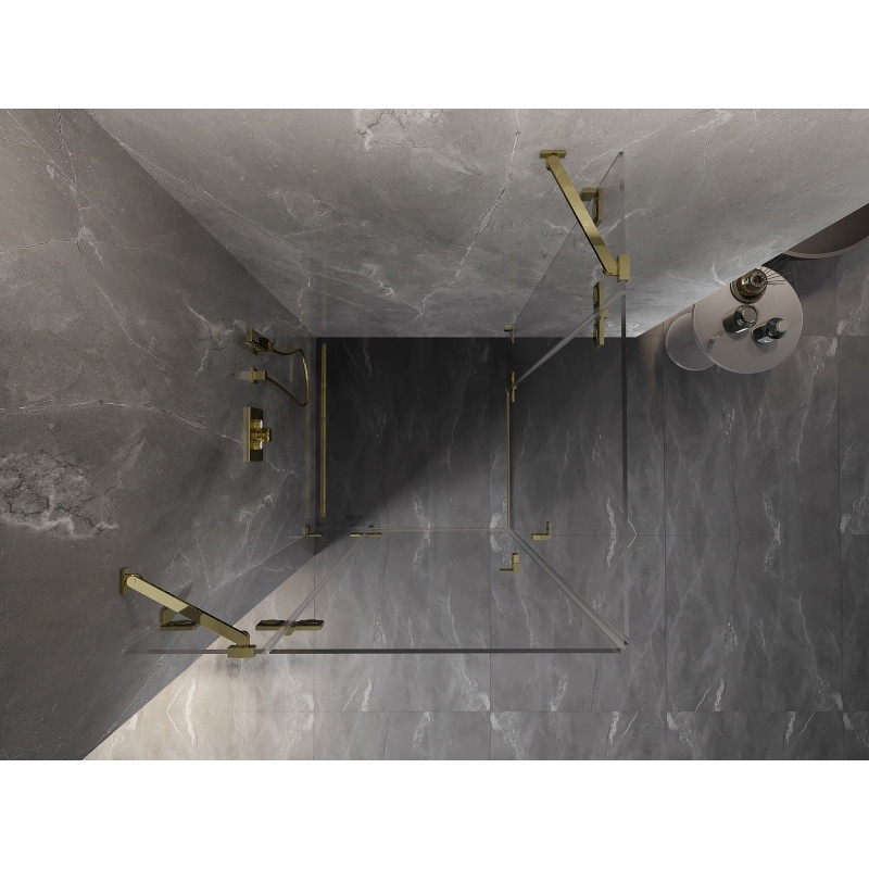 Mexen Lunar Duo Pendelduschkabine 120 x 120 cm, transparent, gold - 834-120L-120P-50-00