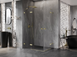 Mexen Lunar Duo Duschkabine schwenkbar links 85 x 80 cm, transparent, gold gebürstet - 834-085L-080P-55-00