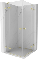 Mexen Lunar Duo Duschkabine schwenkbar 85 x 85 cm, transparent, gebürstetes Gold - 834-085L-085P-55-00