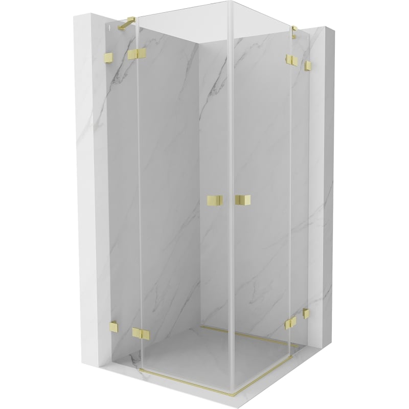 Mexen Lunar Duo Pendeltür-Duschkabine 90 x 90 cm, transparent, gebürstetes Gold - 834-090L-090P-55-00