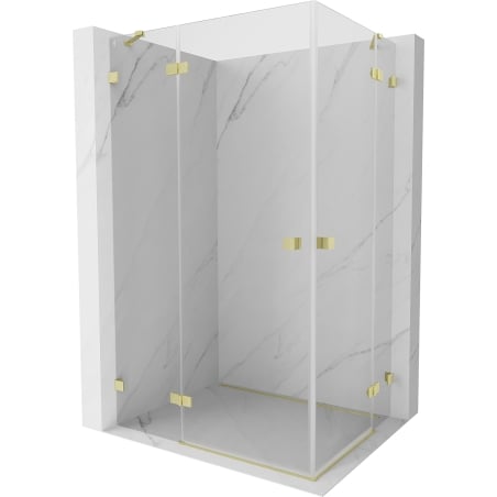 Mexen Lunar Duo, linksseitige Duschkabine, 100 x 70 cm, transparent, gebürstetes Gold - 834-100L-070P-55-00
