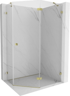 Mexen Lunar fünfeckige Duschkabine rechts 90 x 80 cm, transparent, gold - 831-090P-080L-50-00-P