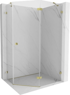 Mexen Lunar fünfeckige Duschkabine schwenkbar rechts 100 x 80 cm, transparent, gold - 831-100P-080L-50-00-P