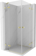 Mexen Lunar Duo Duschkabine schwenkbar 105 x 105 cm, transparent, gebürstet gold - 834-105L-105P-55-00