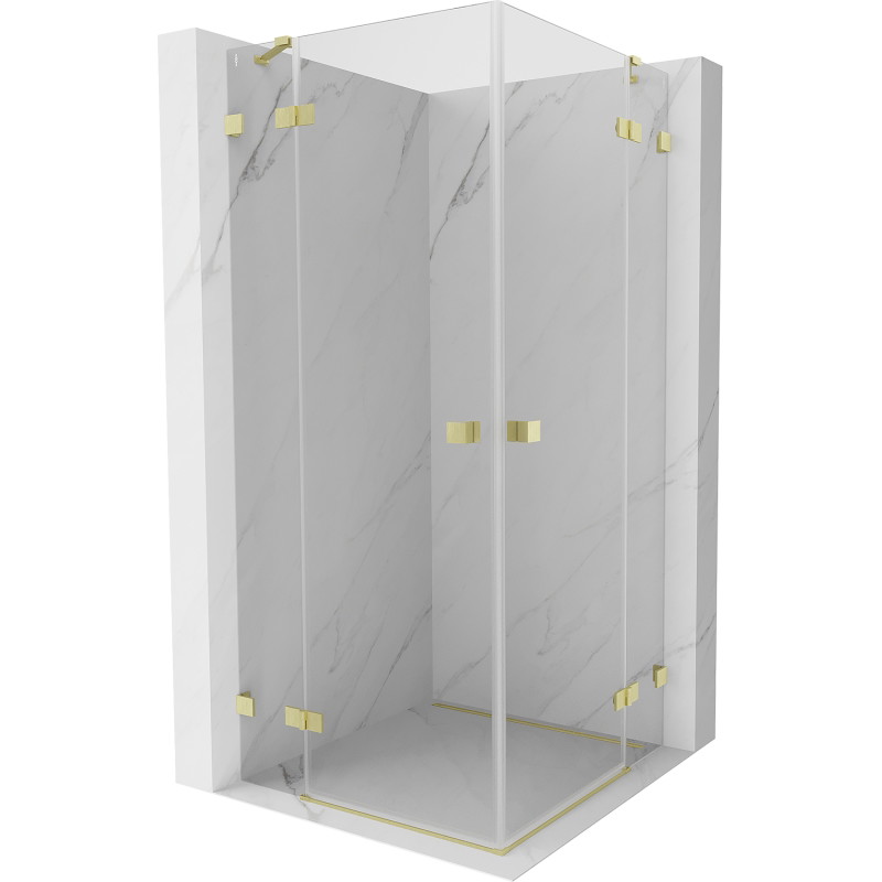Mexen Lunar Duo Duschkabine Pendeltür 115 x 115 cm, transparent, gebürstetes Gold - 834-115L-115P-55-00