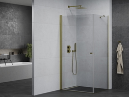 Mexen Pretoria Duschkabine schwenkbar 90 x 100 cm, transparent, gold - 852-090-100-50-00