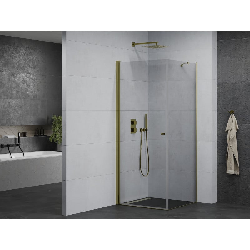 Mexen Pretoria Pendelduschkabine 90 x 90 cm, transparent, gold - 852-090-090-50-00
