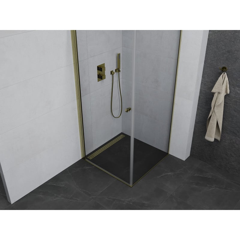 Mexen Pretoria Pendelduschkabine 90 x 90 cm, transparent, gold - 852-090-090-50-00