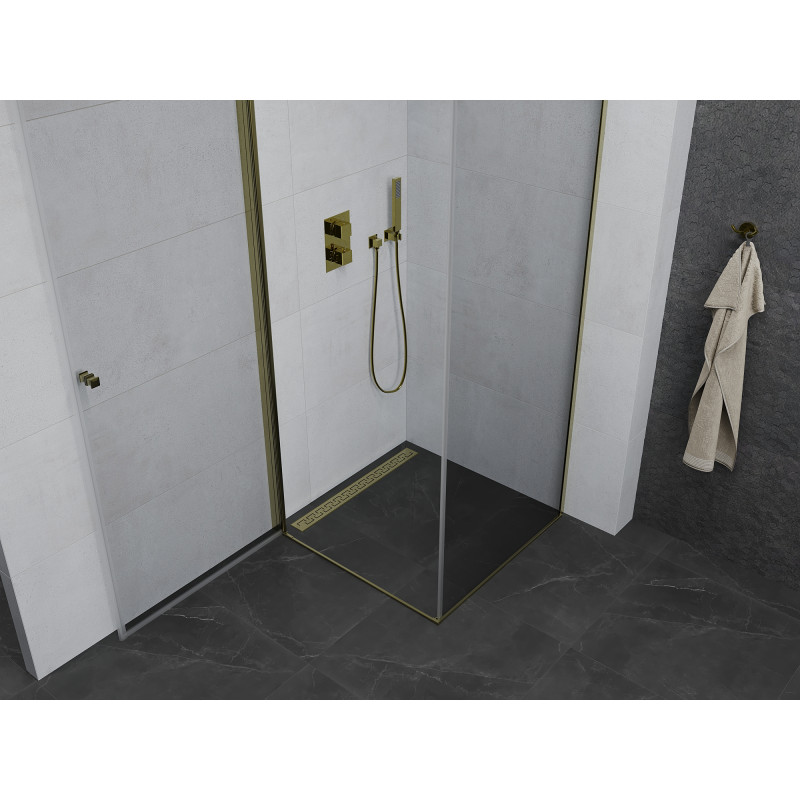 Mexen Pretoria Duschkabine mit Schwingtür 80 x 80 cm, transparent, gold - 852-080-080-50-00