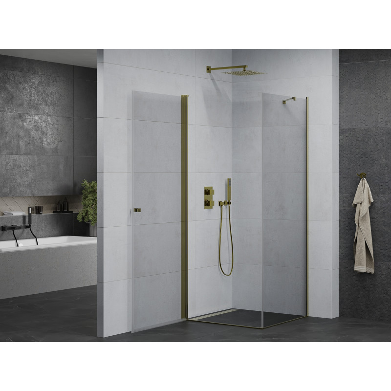 Mexen Pretoria Duschkabine schwenkbar 70 x 70 cm, transparent, gold - 852-070-070-50-00