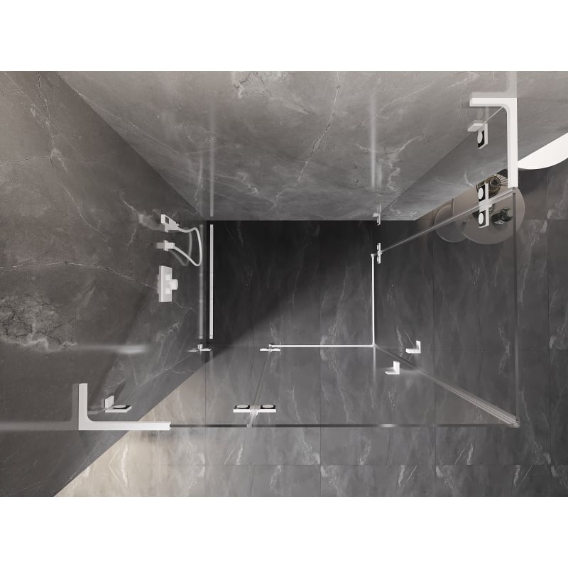 Mexen Lunar L Duo Duschkabine mit linker Tür 85 x 75 cm, transparent, weiß - 834L-085L-075P-20-00