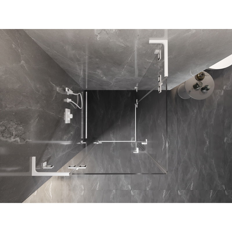 Mexen Lunar L Duo Duschkabine schwenkbar 85 x 85 cm, transparent, weiß - 834L-085L-085P-20-00