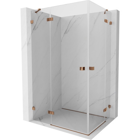 Mexen Lunar Duo Duschkabine schwenkbar links 100 x 80 cm, transparent, Roségold - 834-100L-080P-60-00