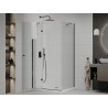 Mexen Roma Schwingduschkabine 120 x 90 cm, transparent, schwarz + Duschwanne Flat, weiß - 854-120-090-70-00-4010B