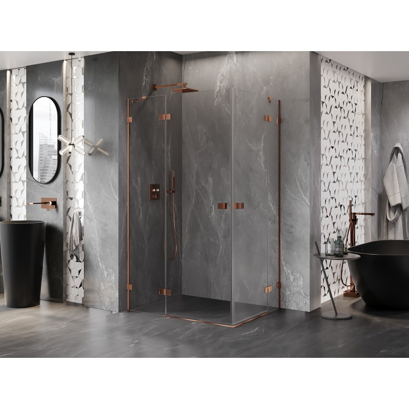 Mexen Lunar Duo Duschkabine, links öffnend, 105 x 95 cm, transparent, Roségold - 834-105L-095P-60-00