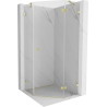 Mexen Lunar Fünfeckdusche rechte Schwingtür 90 x 90 cm, transparent, gebürstetes Gold - 831-090P-090L-55-00-P
