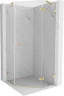 Mexen Lunar Fünfeckdusche rechte Schwingtür 90 x 90 cm, transparent, gebürstetes Gold - 831-090P-090L-55-00-P