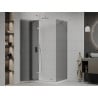 Mexen Roma Duschkabine schwenkbar 70 x 80 cm, Graphit, Chrom + Duschwanne Flat, weiß - 854-070-080-01-40-4010