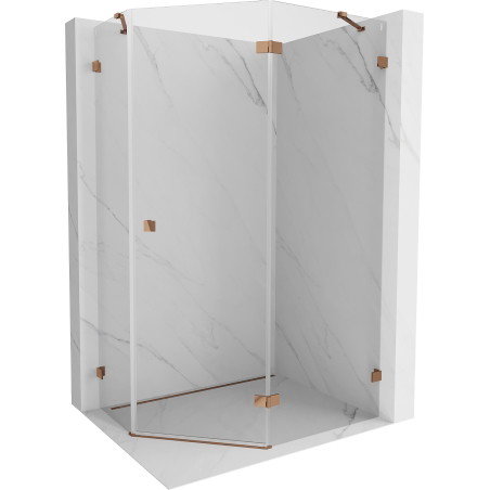 Mexen Lunar fünfeckige Duschkabine rechts 90 x 80 cm, transparent, Roségold - 831-090P-080L-60-00-P