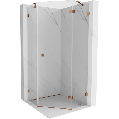 Mexen Lunar Fünfeck-Duschkabine rechts öffnend 90 x 90 cm, transparent, Roségold - 831-090P-090L-60-00-P