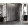 Mexen Lunar Fünfeck-Duschkabine, schwenkbar rechts 90 x 90 cm, transparent, gebürstetes Kupfer - 831-090P-090L-65-00-P