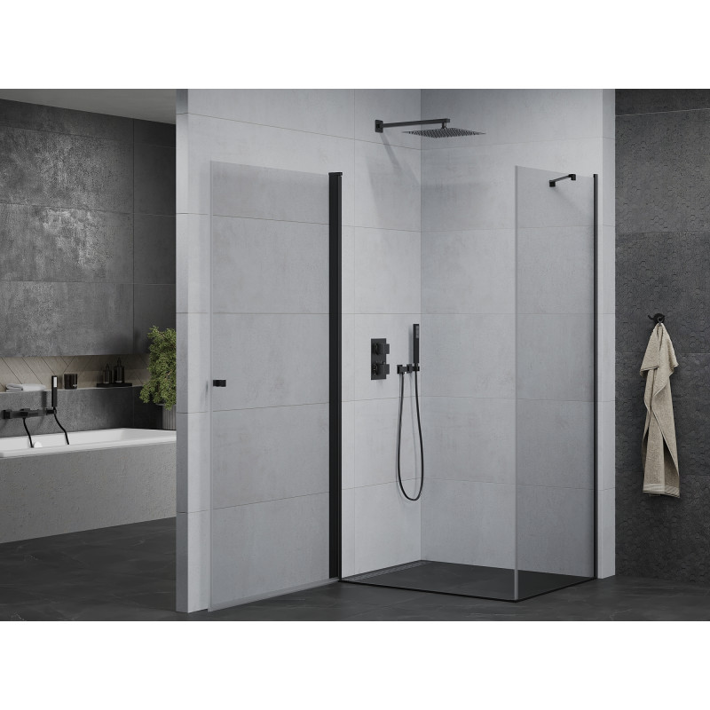 Mexen Pretoria Schwingbare Duschkabine 90 x 100 cm, transparent, schwarz - 852-090-100-70-00