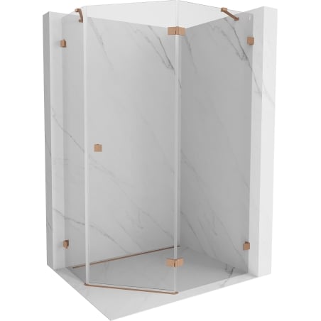 Mexen Lunar Fünfeck-Duschkabine, rechts öffnend 100 x 80 cm, transparent, gebürstetes Kupfer - 831-100P-080L-65-00-P