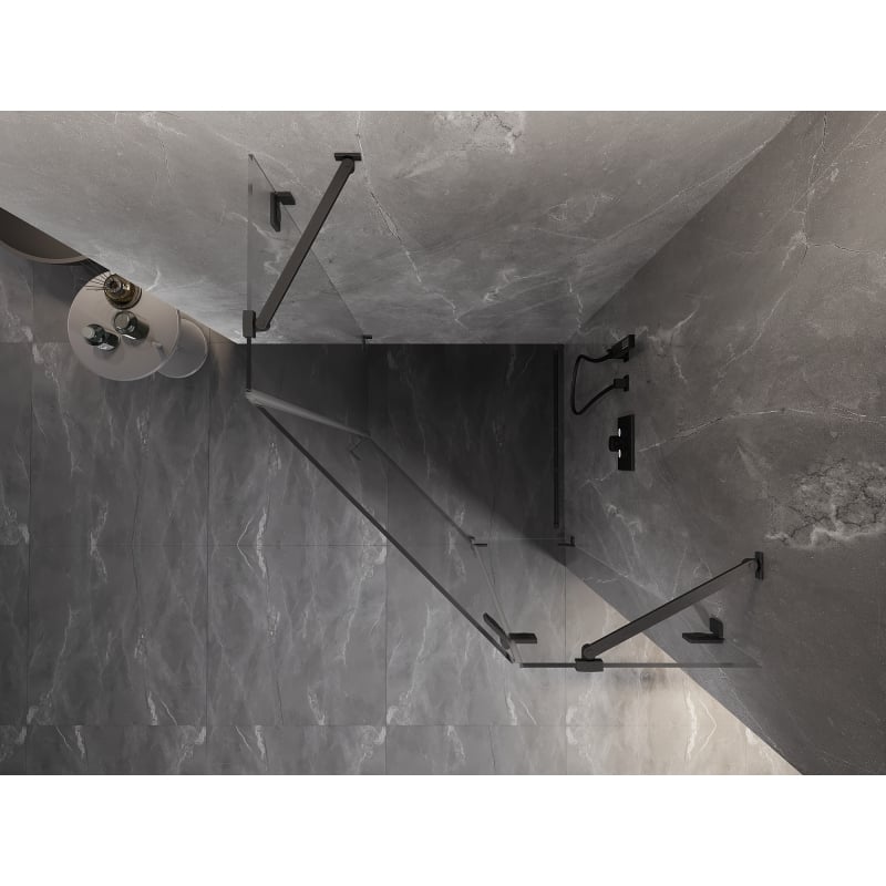 Mexen Lunar Fünfeck-Duschkabine, rechts öffnend, 80 x 80 cm, transparent, gebürstetes Gun Gray - 831-080P-080L-66-00-P