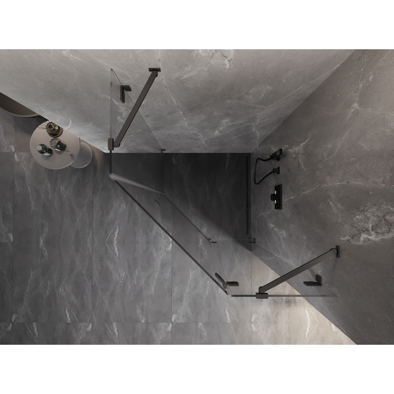 Mexen Lunar Fünfeck-Duschkabine, schwenkbar, rechts 100 x 100 cm transparent, gun gray gebürstet - 831-100P-100L-66-00-P