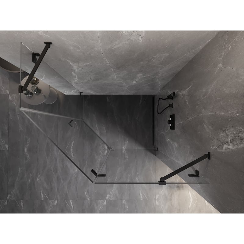 Mexen Lunar Fünfeck-Duschkabine, schwenkbar, rechts 100 x 80 cm, transparent, schwarz - 831-100P-080L-70-00-P