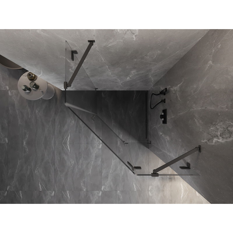 Mexen Lunar Fünfeck-Duschkabine mit rechter öffnender Tür 100 x 100 cm, transparent, Gun Metal - 831-100P-100L-95-00-P