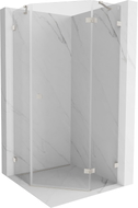 Mexen Lunar Fünfeck-Duschkabine schwenkbar rechts 80 x 80 cm, transparent, gebürstetes Nickel - 831-080P-080L-97-00-P