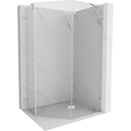 Mexen Lunar Fünfeck-Duschkabine rechts öffnend 100 x 80 cm, transparent, gebürsteter Nickel - 831-100P-080L-97-00-P