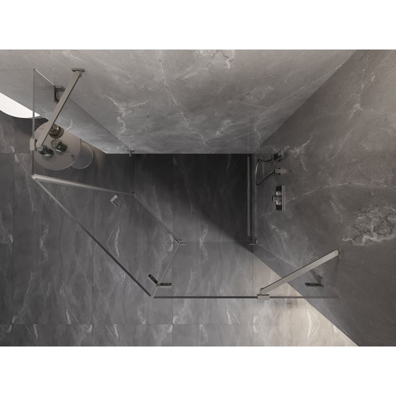 Mexen Lunar Fünfeck-Duschkabine, rechts öffnend 100 x 90 cm, transparent, gebürsteter Nickel - 831-100P-090L-97-00-P