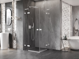 Mexen Lunar L Duo Pendeltür-Duschkabine 105 x 105 cm, transparent, weiß - 834L-105L-105P-20-00