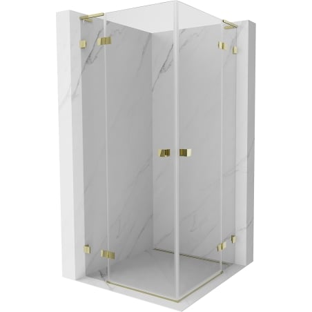 Mexen Lunar L Duo Duschkabine schwenkbar 70 x 70 cm, transparent, gold - 834L-070L-070P-50-00