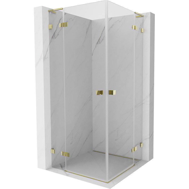 Mexen Lunar L Duo Duschkabine, schwenkbar 80 x 80 cm, transparent, gold - 834L-080L-080P-50-00