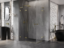 Mexen Lunar L Duo Duschkabine schwenkbar links 90 x 70 cm, transparent, gold - 834L-090L-070P-50-00