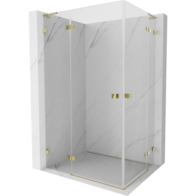 Mexen Lunar L Duo Duschkabine, schwenkbar links 100 x 80 cm, transparent, gold - 834L-100L-080P-50-00