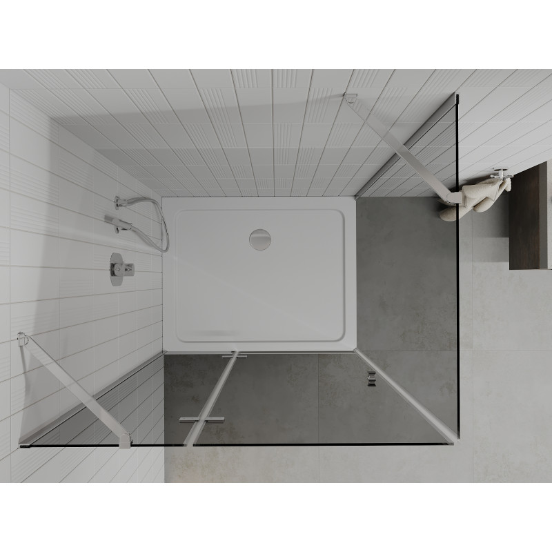 Mexen Roma Duschkabine schwenkbar 80 x 110 cm, grafit, chrom + Duschwanne Flat, weiß - 854-080-110-01-40-4010