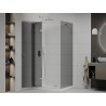 Mexen Roma Duschkabine schwenkbar 80 x 120 cm, Graphit, Chrom + Duschwanne Flat, Weiß - 854-080-120-01-40-4010