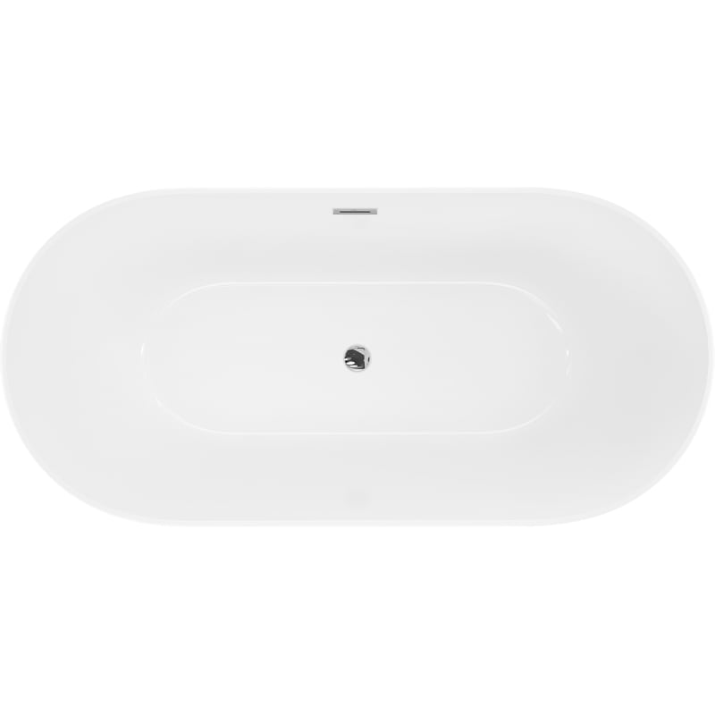 Mexen Luna Slim freistehende Badewanne 170 x 75 cm, weiß, Überlauf chrom - 52041707500-01