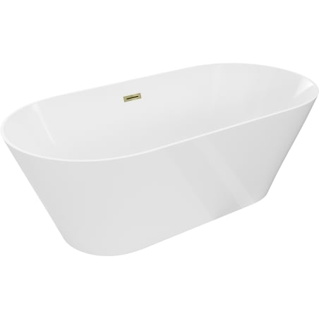 Mexen Luna Slim freistehende Badewanne 170 x 75 cm, weiß, Überlauf gold - 52041707500-50