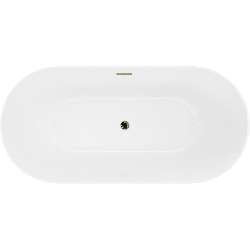 Mexen Luna Slim freistehende Badewanne 170 x 75 cm, weiß, Überlauf gold - 52041707500-50
