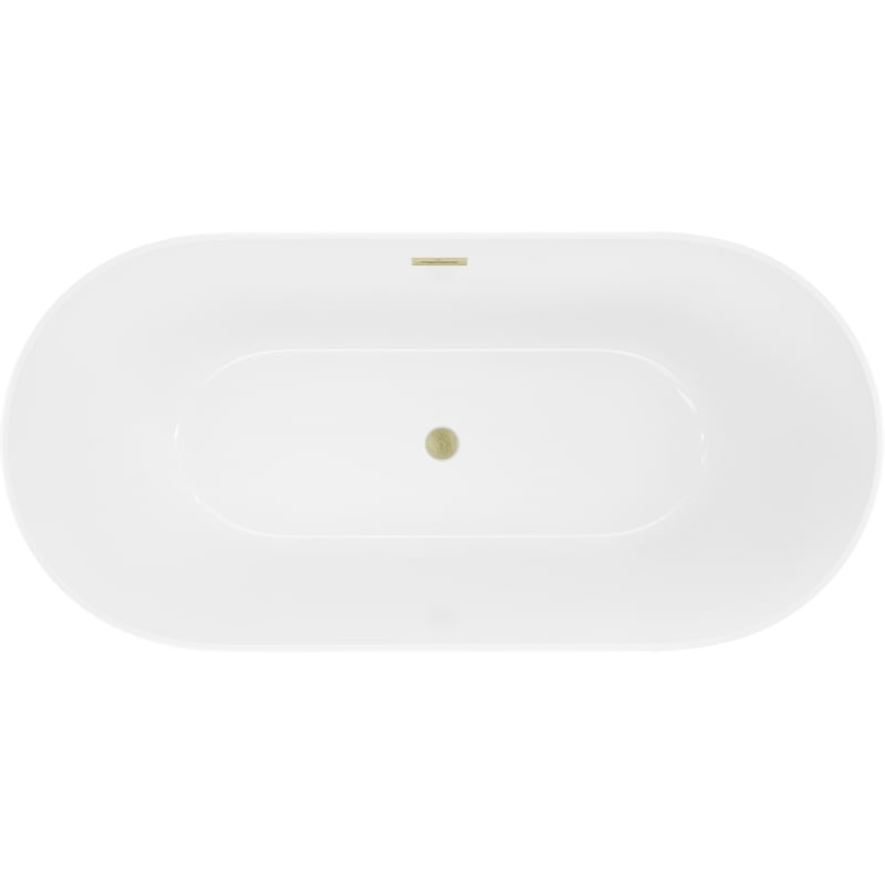Mexen Luna Slim freistehende Badewanne 170 x 75 cm, weiß, Überlauf gold gebürstet - 52041707500-55