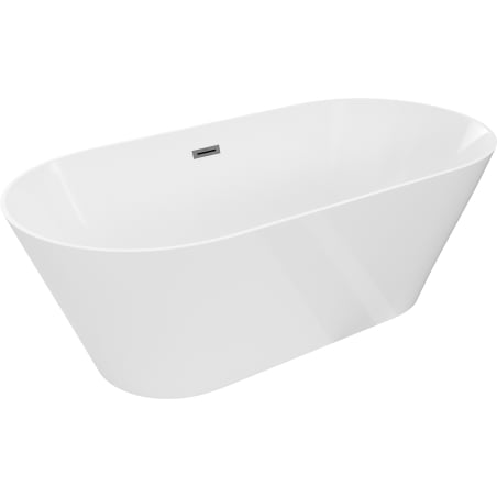 Mexen Luna Slim freistehende Badewanne 170 x 75 cm, weiß, Überlauf gun grey gebürstet - 52041707500-66