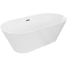 Mexen Luna Slim freistehende Badewanne 170 x 75 cm, weiß, Überlauf gun grey gebürstet - 52041707500-66