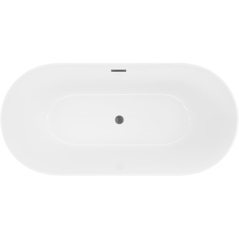 Mexen Luna Slim freistehende Badewanne 170 x 75 cm, weiß, Überlauf gun grey gebürstet - 52041707500-66