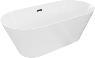 Mexen Luna Slim freistehende Badewanne 170 x 75 cm, weiß, schwarze Überlauf - 52041707500-70