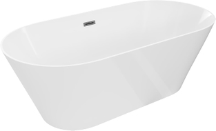 Mexen Luna Slim freistehende Badewanne 170 x 75 cm, weiß, Überlauf Gun Metal - 52041707500-95